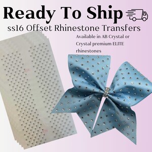 4mm (SS16) Offset Dot Rhinestone 3&quot; X 13&quot; Cheer Bow Transfer Strip