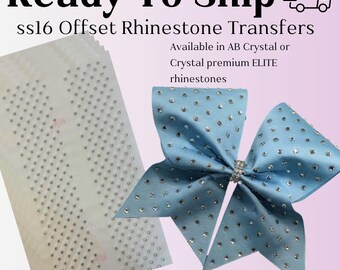 4mm (SS16) Offset Dot Rhinestone 3&quot; X 13&quot; Cheer Bow Transfer Strip