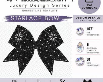 Starlace Rhinestone Cheer Bow SVG Template | Luxury Shapes | Rhinestone Template | Cheer Bow SVG Download