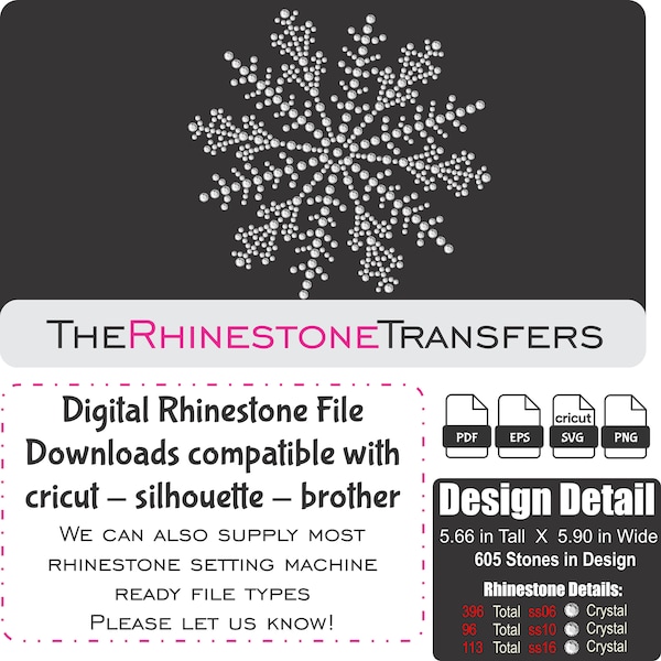 Snowflake Winter Christmas Rhinestone Design INSTANT FILE DOWNLOAD