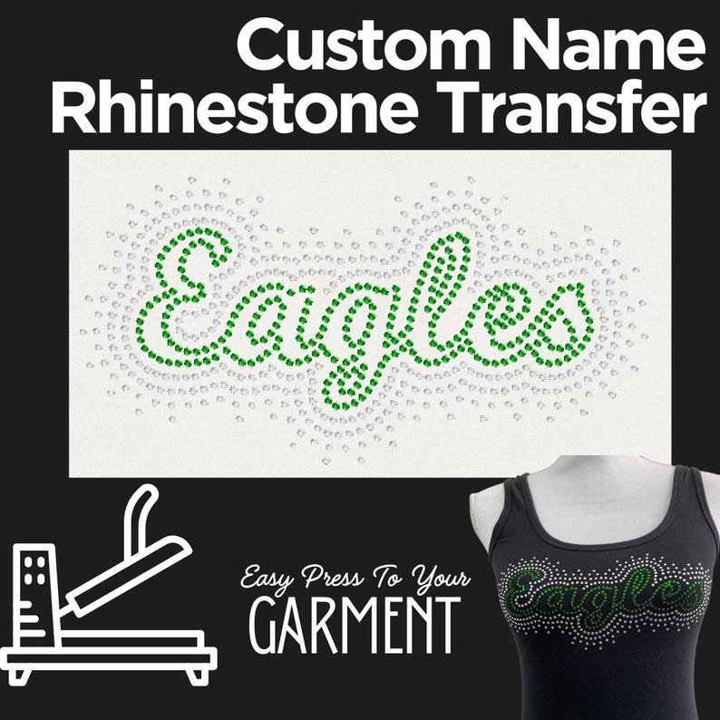 Custom Name Spray Text Hotfix Rhinestone Transfer image 1