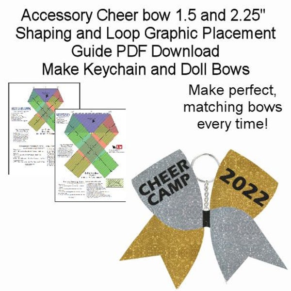 Printable Keychain and Accessory Mini Cheer Bow Template And Loop Graphic Placement Guide PDF Download