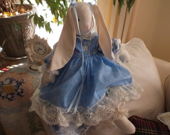 Beautiful Handmade Stuffed Blue Bunny