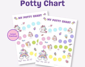 Eenhoorn zindelijkheidstraining, zindelijkheidstraining voor peuters, afdrukbare aangepaste stickerkaart, stickerkaart voor kinderen, zindelijkheidstraining, instant download pdf