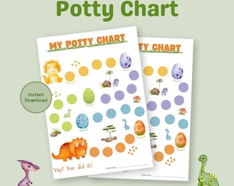 Dinosaur Potty Training Chart, Toddler Potty Training, Printable Dino Reward Chart, Kids Sticker Chart, Potty Chart, Instant Download PDF