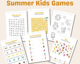 Sommerspaß-Aktivitätsseiten für Kinder, druckbares Sommeraktivitätspaket, druckbare Malvorlagen, pädagogisch wertvolle Schulaktivitäten, PDF-Download