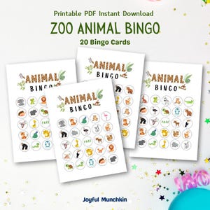 Animal Bingo, 20 Printable Animal Bingo Cards, Under the Sea Bingo, Zoo Animal Bingo Kids Party Game, Animal Game, Printable Bingo Download