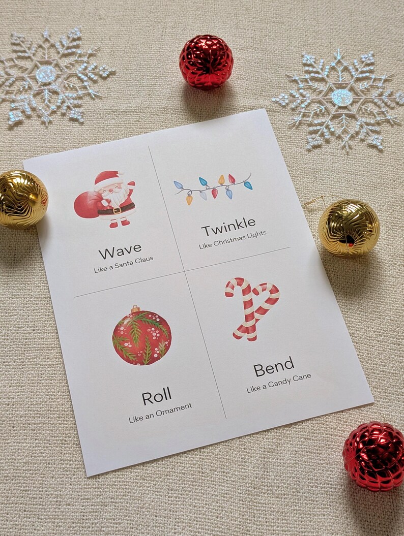 Christmas Movement Cards for Kids Printable, Holiday Brain Breaks ...
