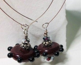 Deep Red Lampwork Bead Earrings