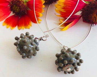 Dangling Bumpy Bead Earrings