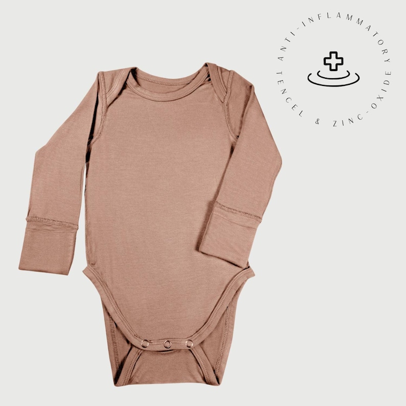 Long-Sleeve Baby Bodysuit: Tencel Zinc Oxide Fabric for Sensitive Skin image 1