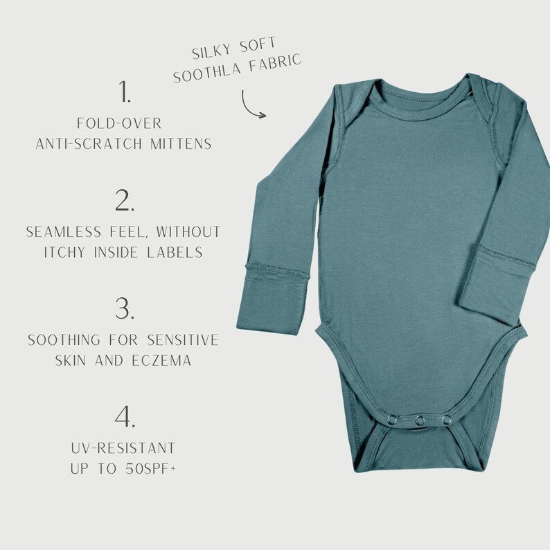 Long Sleeve Baby Bodysuit: Tencel Zinc Oxide Fabric for Sensitive Skin image 4