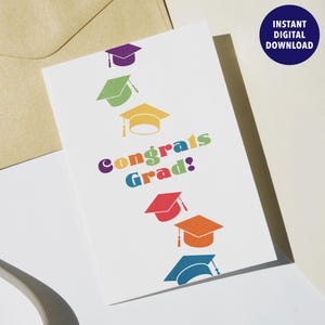 Tarjeta de graduación imprimible, regalo de graduación de secundaria y universidad para graduados, tarjeta de 5x7, regalos de última hora, tipográfica y divertida.