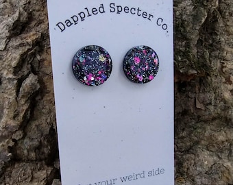 Glimmering Galaxy- Super Sparkly- Holo- Iridescent- Fun Lightweight Earrings- Resin/Stainless Steel