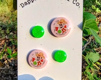 Watermelon Crawl- Cowgirl- Country Girl- Summertime- Fun Lightweight Earrings- Resin/Stainless Steel