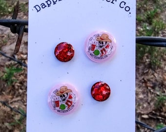 Watermelon Crawl- Cowgirl- Country Girl- Summertime- Fun Lightweight Earrings- Resin/Stainless Steel