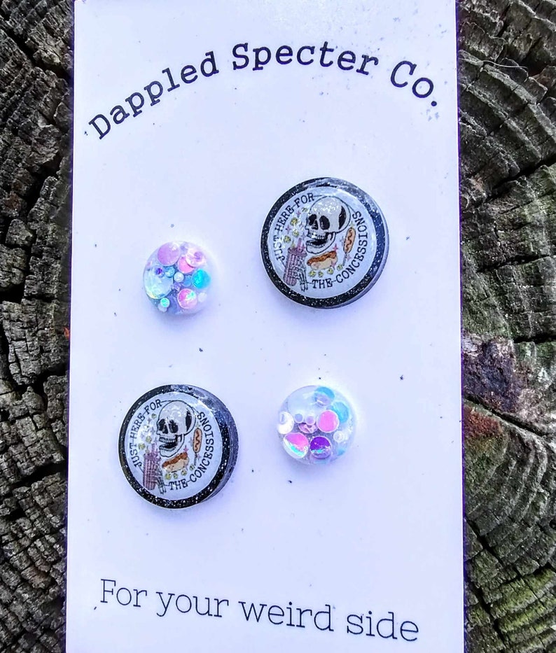 Just Here For The Concessions Stud Earrings Concessions Events Summertime Fun Lightweight Earrings Resin/Stainless Steel image 1