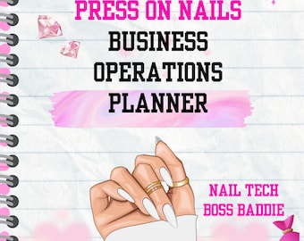 Press On Nail Business Operations eBook | Nail Tech Operations Guide, Tracking daily, weekly, monthly, expenses | Digital Download