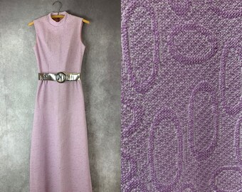 Vintage 1970s Lavender Sparkle Space Age Maxi Dress (xs)