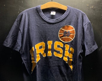 Vintage 80s Notre Dame Basketball Champion Label T-shirt