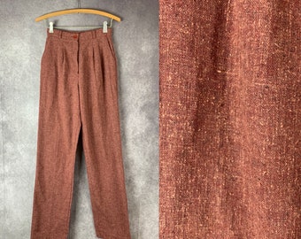 Vintage 1970s Tweed-ish High Waist Pants, 70s Annie Hall-style (xs)