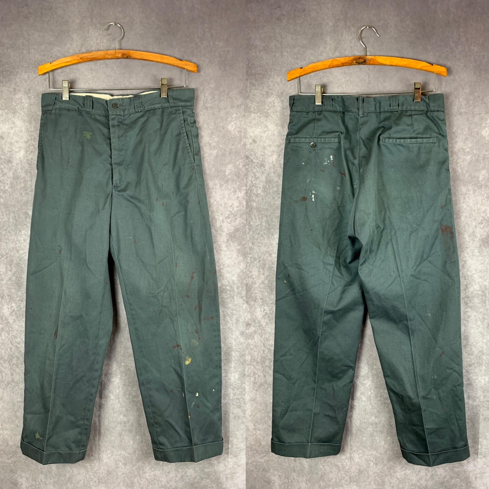 1960s Mens Deadstock Herringbone Wool Trousers