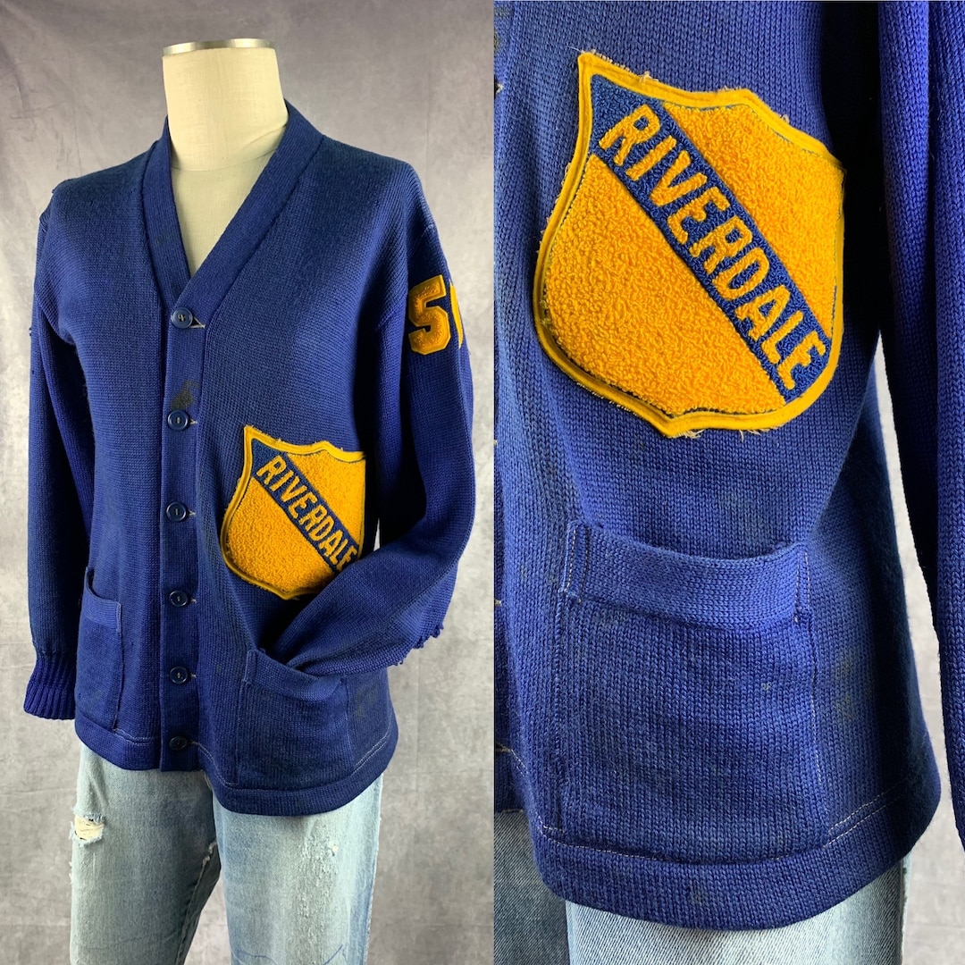 1950s Riverdale Letter Sweater 50s Blue Wool Cardigan 1956 Etsy