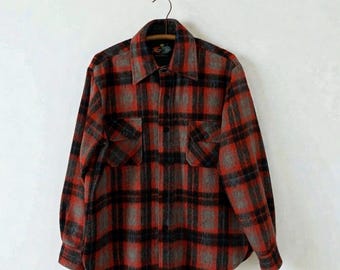 Vintage CPO Jacket / Plaid Jacket / 1960s Penneys Towncraft Blue