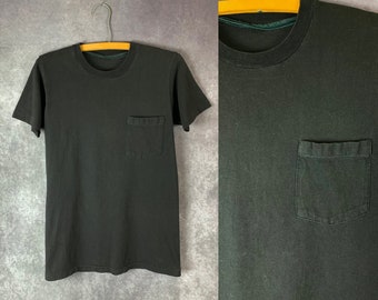 Vintage Black Chest Pocket Cotton T-shirt (xs)