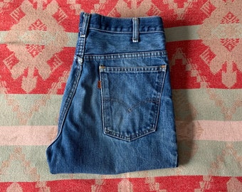 Vintage 1970s Levi’s Denim 684 Jeans 70s Bell Bottom Orange Tab 32/28.5