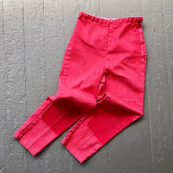 Vintage Girl’s 1960s Red Denim Side Zip Pants / 60
