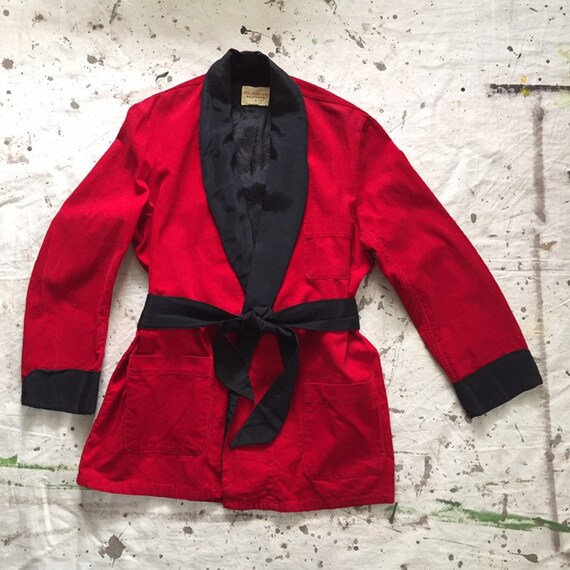 Men's Vintage 1950s Red Cotton Corduroy + Black Sa