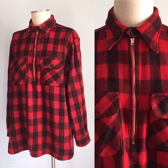 Vintage 1960s Hercules Red + Black Buffalo Plaid W