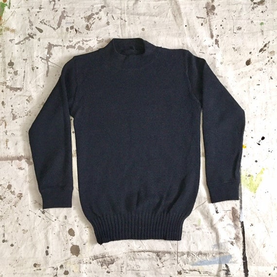 Vintage 1940s WW2 US Navy Black Wool Knit Sweater