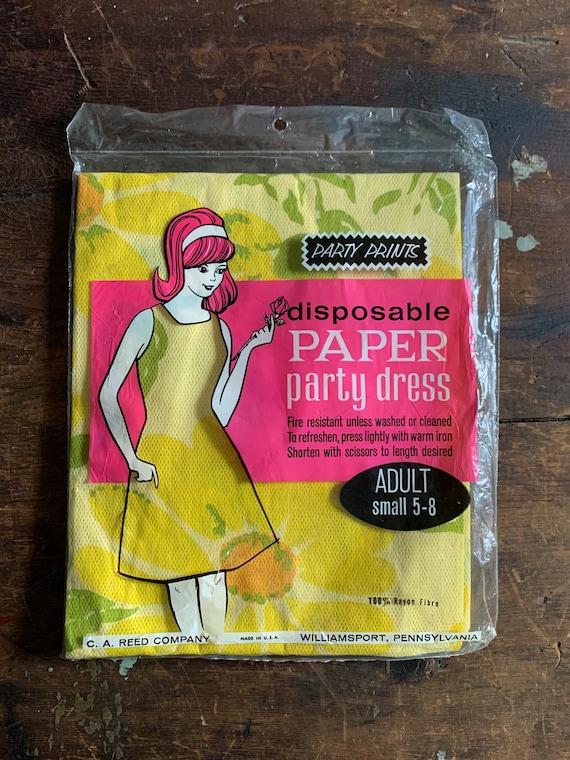 Vintage 1960s Sunflower Paper Party Dress (Sz - Sm