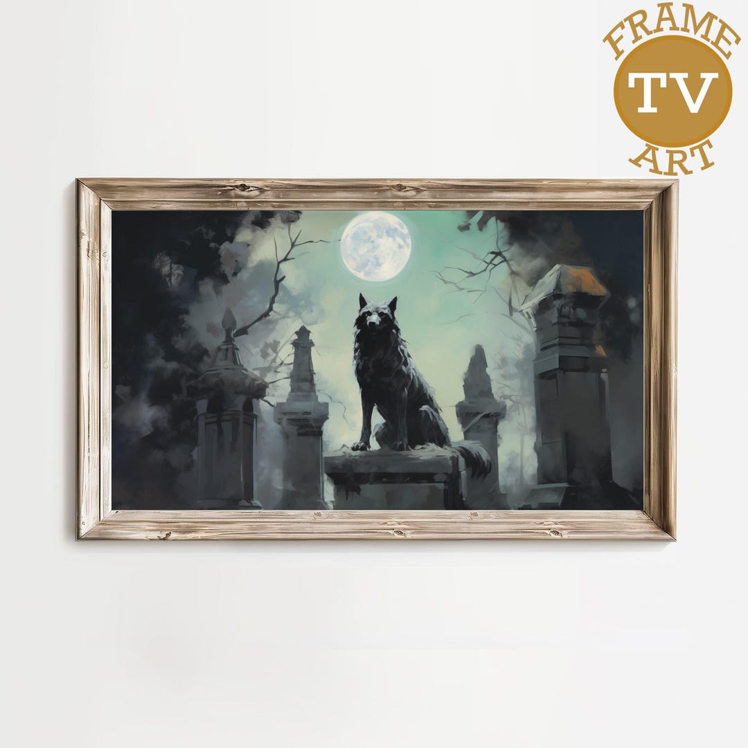 Werewolf in the Full Moon Halloween Frame TV Art Blood Moon Digital ...