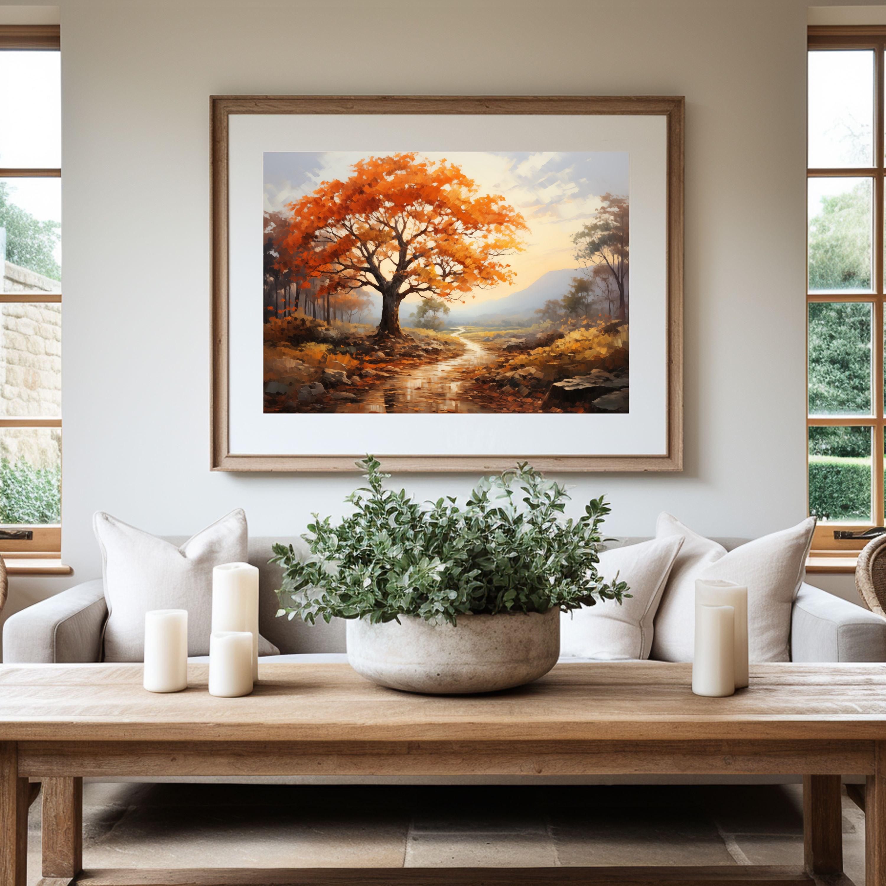 Great Oak in Autumn Printable Wall Art Cottage Farmhouse Decor Vintage ...