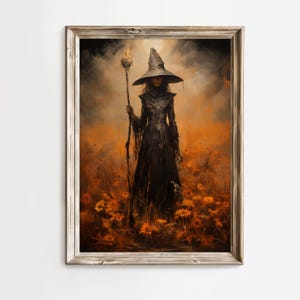 Corn Witch Halloween Decor Dark Magic Wall Art Scary Witch Digital Download Spell Spooky Witchy Halloween Printable Impressionist Art