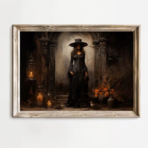 Gothic Witch Halloween Decor Dark Magic Wall Art Scary Witch Digital Download Spell Spooky Witchy Halloween Printable Impressionist Art