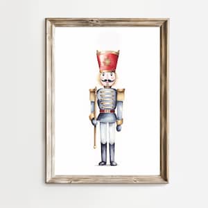 Vintage Nutcracker Christmas Digital Download Wall Art Nutcracker toy soldier protecting presents Printable Christmas Cosy Christmas Decor