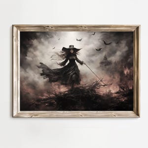 Witch Halloween Decor Dark Magic Wall Art Scary Witch Digital Download Spell Spooky Witchy Halloween Printable Impressionist Art