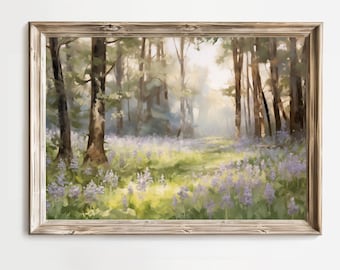 ブルーベルの森、ブルーベル、森の絵画、森の風景、春の風景、春の森