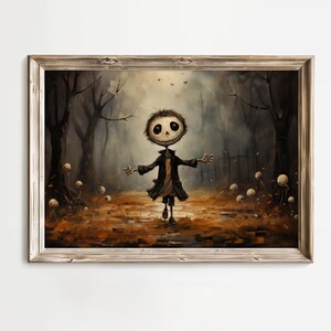Spookily Cute Cartoon Halloween Skeleton Wall Art Scary Skeleton Halloween Decor Digital Download Halloween Printable Art