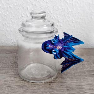 Dragon Candy Jar, Handmade, Glass and Polymer Clay
