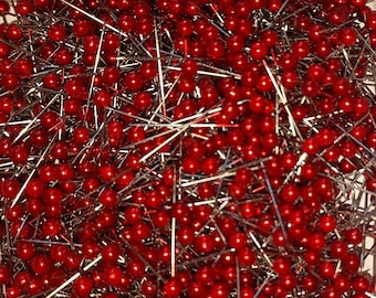1000 Red Pearl Head Pins - 1" shaft length - 4mm Round Heads  - FREE USA Shipping - SHARP Craft Pins Bout Pins Best Value