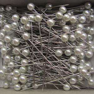 Pearl Pins 1.5" Craft Pins, Silvery White Pearl Heads, SHARP Pins Wedding Bouquet Crafts - High Quality Pins