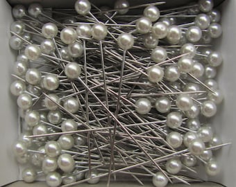 Pearl Pins 1.5" Craft Pins, Silvery White Pearl Heads, SHARP Pins Wedding Bouquet Crafts - High Quality Pins