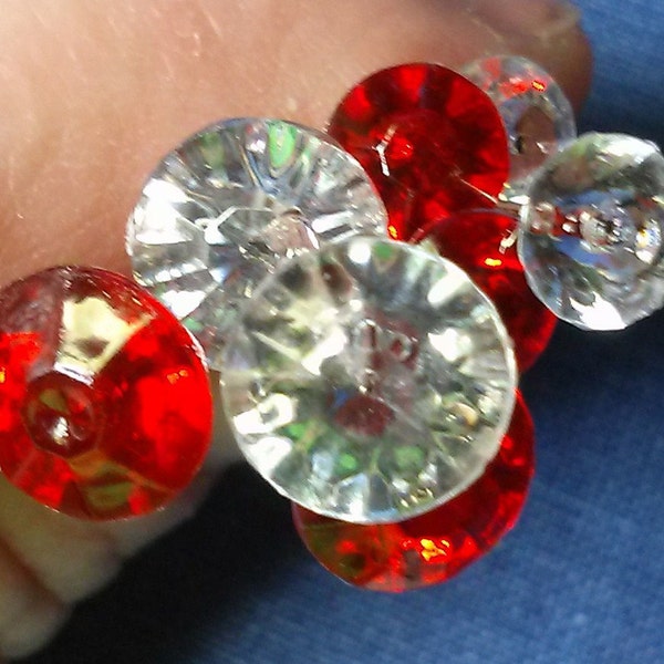 Diamond Floral Craft Pins (Diamante) Faceted Crystal Clear or Red - Large or Small Heads