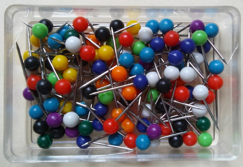 Push Pins for Map 200 Shiny Quality Map Pins Travel Map Tacks World Travel Markers Various Colors 2 boxes 100 pins per box 4mm ball heads image 2