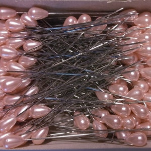 PALE PINK Pearl Corsage Pins - Teardrop Heads - Choose 2.5 Inch or 2 Inch - High Quality Pins